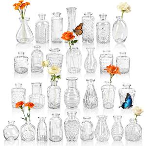 Der Rose Glass Bud Vases Set of 30, Small Bud Vases for Flowers, Rustic Wedding Centerpieces and Home Decor (Clear)