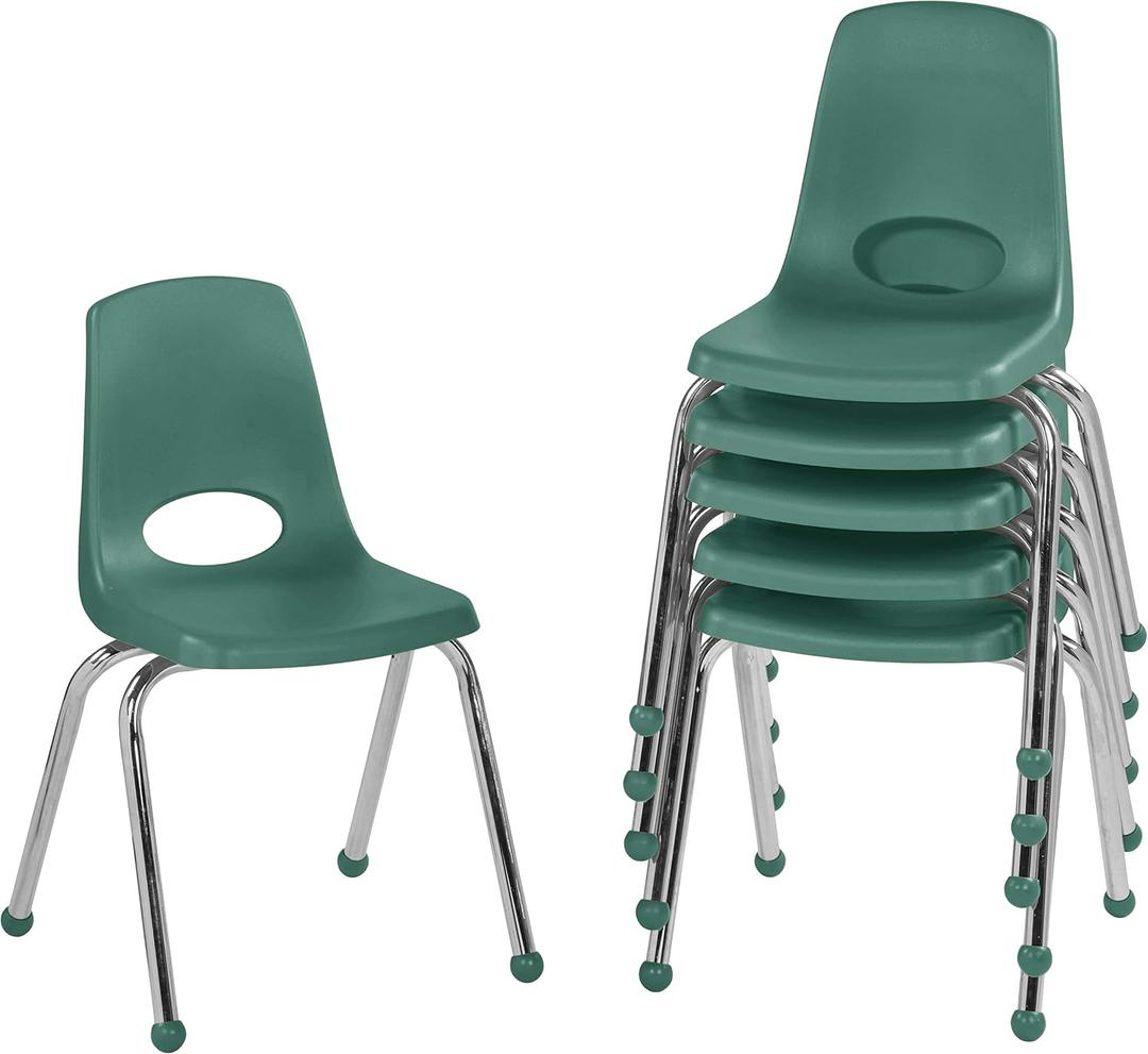 FDP 16" School Stack Chair with Ball Glides, Green, 6-Pack, 10367-GN
Stacking student seat with colorful ball feet, ideal for upper elementary & kids age 8-12, for classroom & homeschool