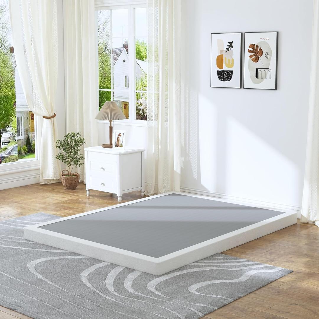 HOBINCHE Full Box Spring 3 Inch, Low Profile Box Spring for Full Bed, Heavy Duty Mattress Foundation, Metal Bed Base with Fabric Cover/Non-Slip/Easy Assembly