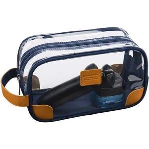 Lermende Toiletry Bag, Clear Shaving Dopp Kit for Men Travel Toiletry Bag with Hand Strap Unisex Bathroom Toiletries Organiser (Blue)