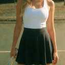 eoeoo Women's Flared Mini Skirt Stretchy High Waist Flowy Ruffle Hem Skater Skirt (Black, S)