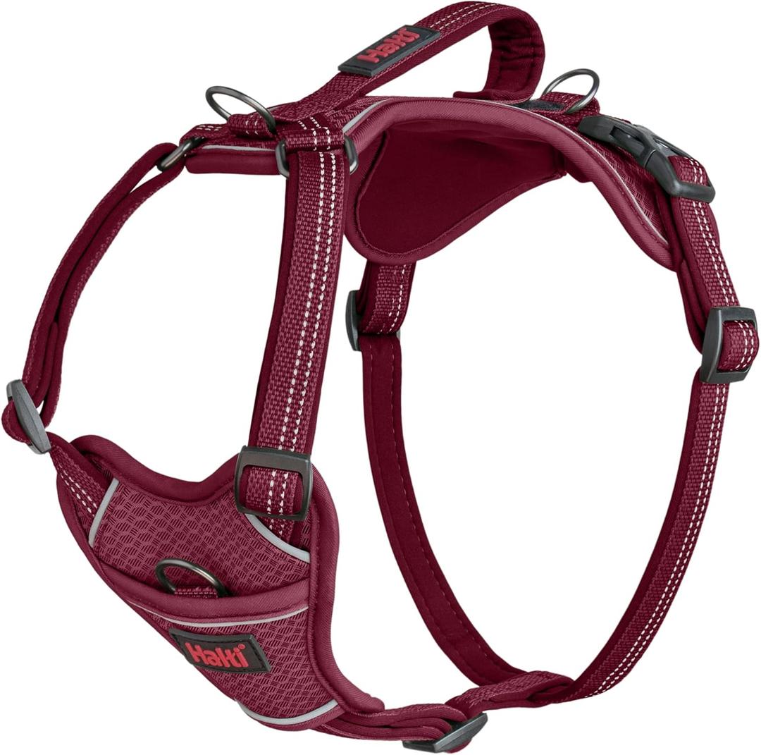 HALTI Anatomy Dog Harness with Handle - Provides Your Dog Freedom of Movement for Comfortable Walking. 3 Leash Attachment Points, Neoprene Padded, Adjustable, and Reflective (Size Medium, Magenta)