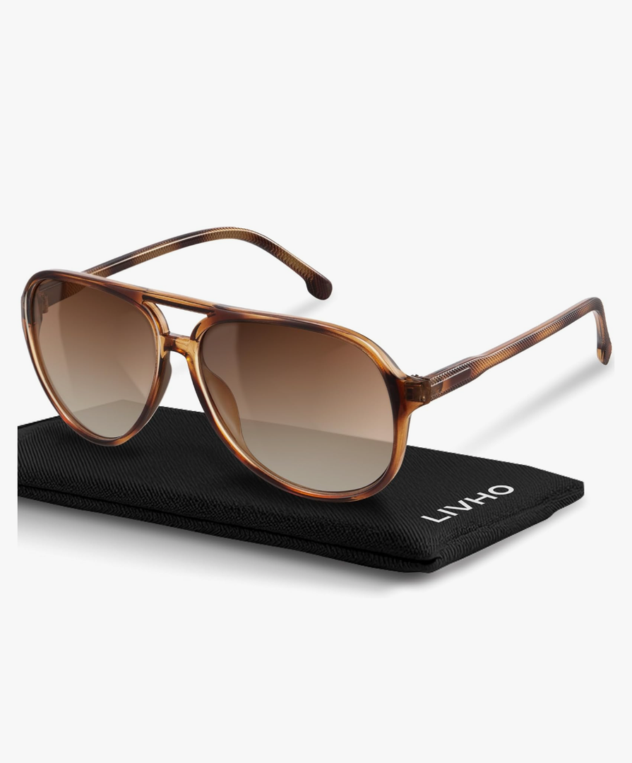 livho Trendy Polarized Aviator Sunglasses Women Men, Retro Sun Glasses for Women Men 2025, Oversized UV Protection Shades