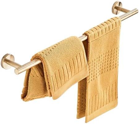 Bath Towel Bar, 22 Inch 304 Stainless Steel Thicken Towel Holder for Bathroom Wall, Towel Holder Brushed Gold Finished Wall Mount(Total Length 24-Inch)