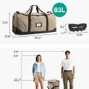 BAGSMART 83L Foldable Travel Bag, Large Duffle Bag for Travel, Weekender Duffel Luggage Bag for Sport College Camping, Water Resistant, Brown