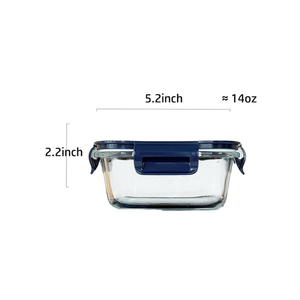3pcs Square Glass Food Containers set, Small Square Food Storage Containers With Airtight Lids, BPA free 16oz small Glass Meal Prep Bowls, Dishwasher, Microwave, Freezer Safe (Dark Blue)