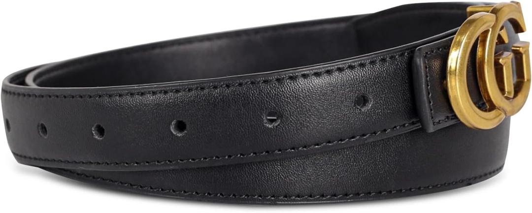 Women's Leather Belt with Buckle - Ideal for Dresses, Jeans, and Coats (28-31 (Pant 6-10), Ado-black-gold)