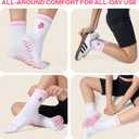 2 x COOLMATE Pilates Socks with Grips for Women, Yoga Socks, Crew Non Slip Women for Barre, Pilates Gifts for Women (White)