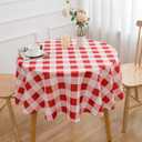 Round Red and White Checkered Tablecloth 70 Inch Spring Gingham Table Cloth- Buffalo Plaid Polyester Table Cover for Summer Holiday Decorations Reusable Water Resistant