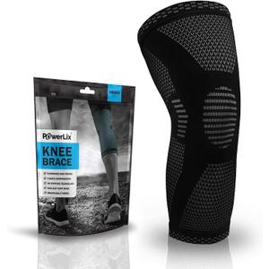 POWERLIX Leg Sleeve - Best Knee Brace for Leg Pain for Men & Women Knee Support for Running, Basketball, Volleyball, Weightlifting, Gym, Workout, Sports Medium, Black-1Pack