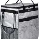 Reusable Grocery Bag On Wheels Large Capacity Shopping Trolley Foldable Rolling Tote with Outside Pocket, Heavy Duty Handle (Silver, Large)