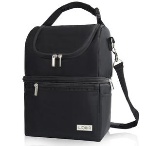 Breastmilk Cooler Bag - Cooler Bag for Nursing Moms Multi-Function, Insulated Baby Bottle Cooler Tote Bag with Double Compartments - Fits 6 Baby Bottles Up to 9 Ounce - All Black