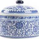 Blue and White Ginger Jar, Ceramic Chinoiserie Decorative Jars for Home, Office, Ginger Jar Vase Porcelain for Table, Living Room, Bookshelf, Mantle Fireplace, Centerpieces 6.5"