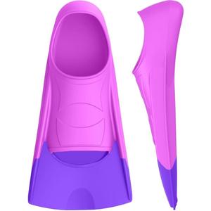 Gintenco Swim Fins, Kids Swim Training Fins for Lap Swimming, Travel Size Flippers with Mesh Bag, Silicone Swimming Fins for Kids Teens Adults Women Men (S(Jr 2-3/ US Women 3-5), Pink Purple)