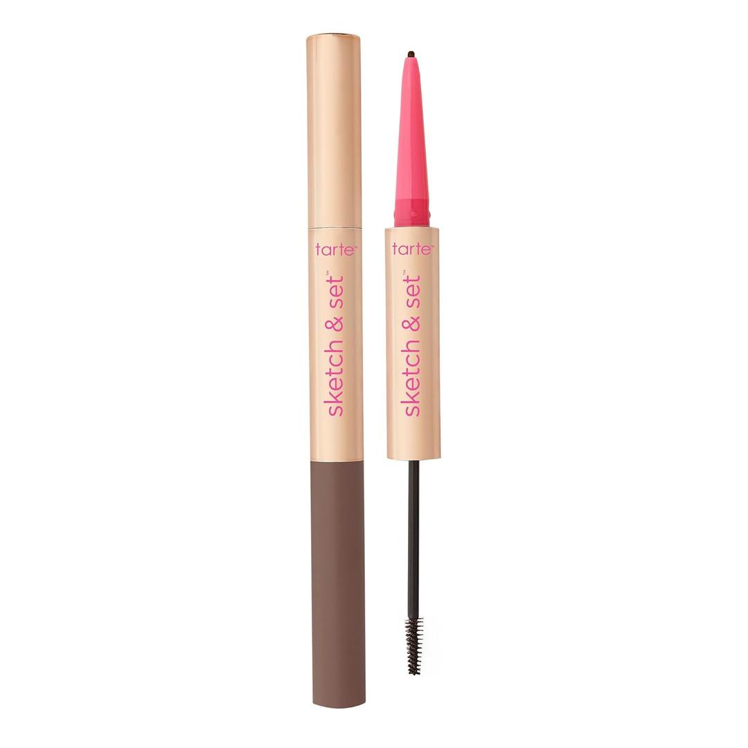 tarte big ego sketch & set brow pencil & tinted gel  2-in-1 Precision Waterproof Eyebrow Pencil & Gel to Shape, Tint & Set for Longwear Fuller-, Thicker-looking Brows, Vegan & Cruelty Free (medium cool brown)