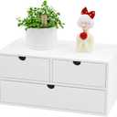 Wisuce Bamboo Desk Organizer - Mini Bamboo Desk Drawer Tabletop Cosmetic Storage Organization for Office or Home White