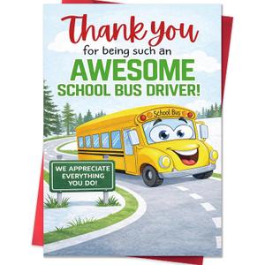 2 x Bus Driver Appreciation Gifts Card,School Bus Driver Thank You Card for Women Men,Appreciation Cards for School Bus Driver with Envelope