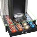 DecoBrothers Crystal Tempered Glass Vertuo Pod Holder Drawer, 24 Large or 48 Small Nespresso Capsule Organizer (48 pcs Capacity, Black)
