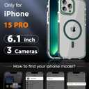 DEERLAMN Strong Magnetic Case for iPhone 15 Pro 6.1-Inch,[Compatible with Magsafe] Clear Slim Shockproof Protective Phone Cover for Women Men-Transparent+Green