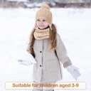 Kids Winter Beanie Hat and Scarf Set with Pom Pom for Girls, Children's Thick Ski Cap with Earflap Fleece Lined Hat 3-9 Years