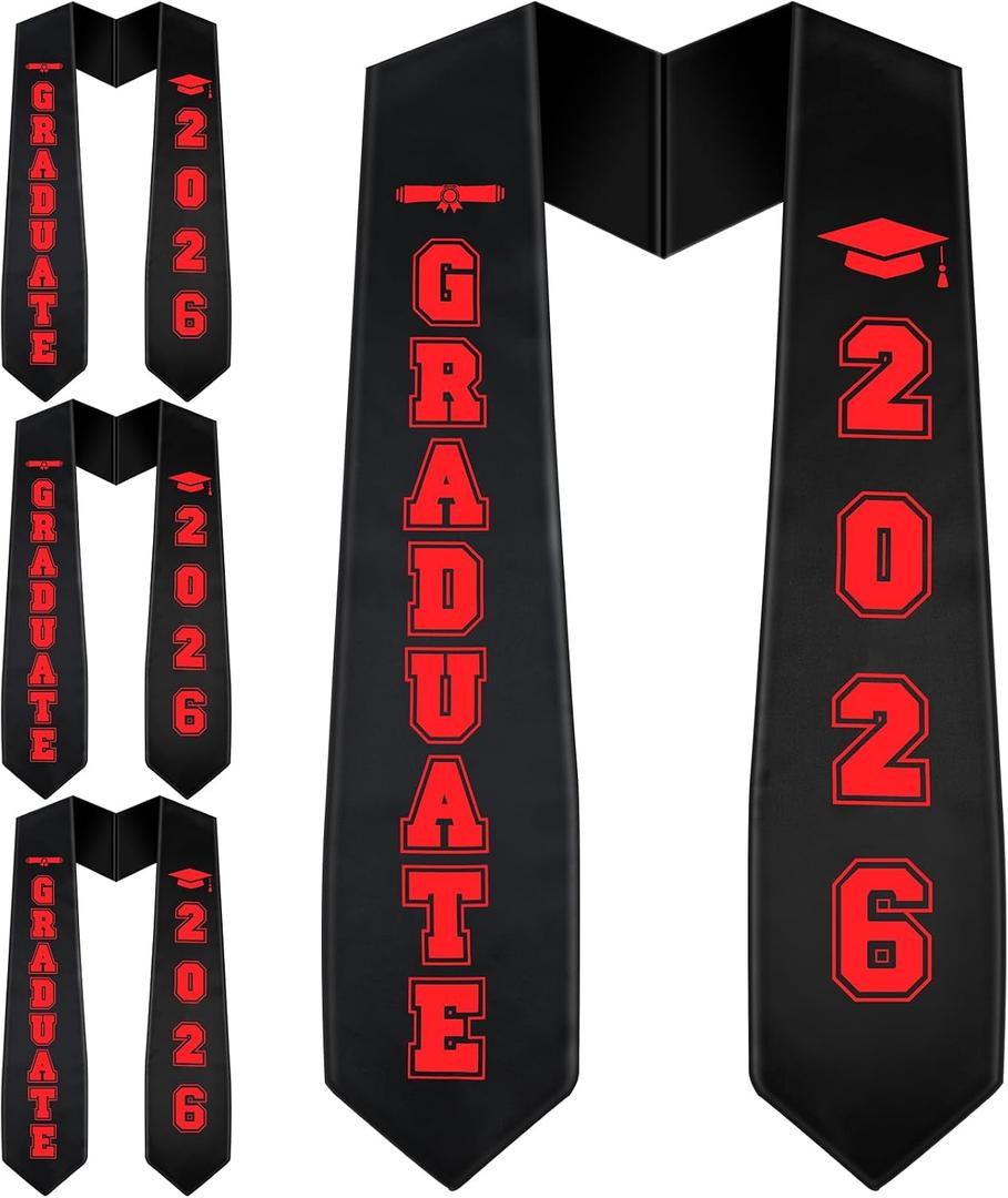 Eurzom 4 Pcs 72 Inch Graduation Stole Class of 2026 Unisex Adult Graduation Sash for Men Women Sublimation Congrats Grad
