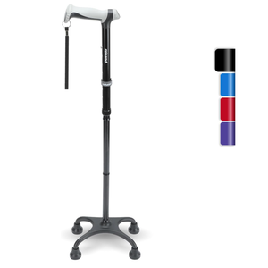 Rehand Quad Cane, Walking Cane with Ergonomic Handle Ever and Graceful 4Pronged Base for Extra Stability, Adjustable Walking Sticks for Right or Left Handed Men & Women and Seniors