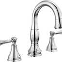 Delta Faucet Cassidy Pull Down Bathroom Faucet, Bathroom Pull Out Faucet, Chrome Widespread Bathroom Faucet 3 Hole with Pull Down Sprayer, Bathroom Sink Faucet Magnetic Docking, Chrome 3597-PD-DST