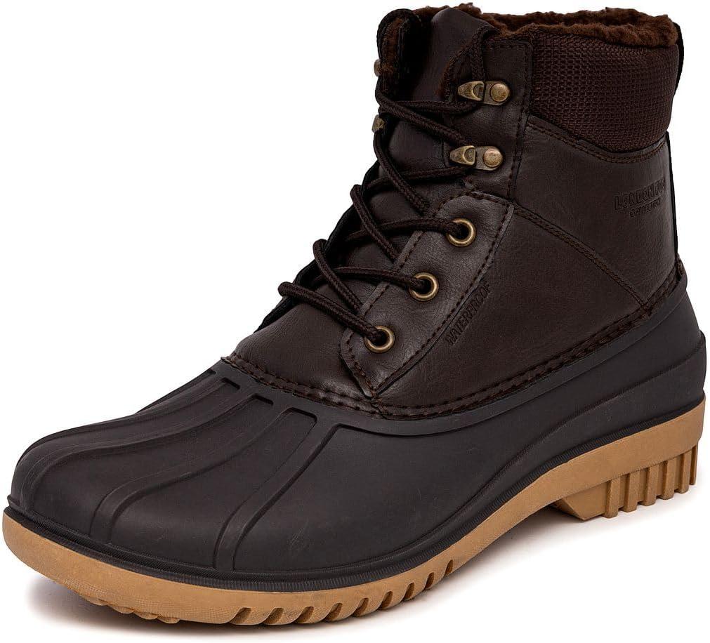 LONDON FOG Aspen Winter Boots for Men Waterproof Snow - Insulated Duck Mens Snow Boots or Rain Boots, Black Tan or Brown, Size 7 to 15 Medium and Extra Wide Widths (14, Brown Smooth)