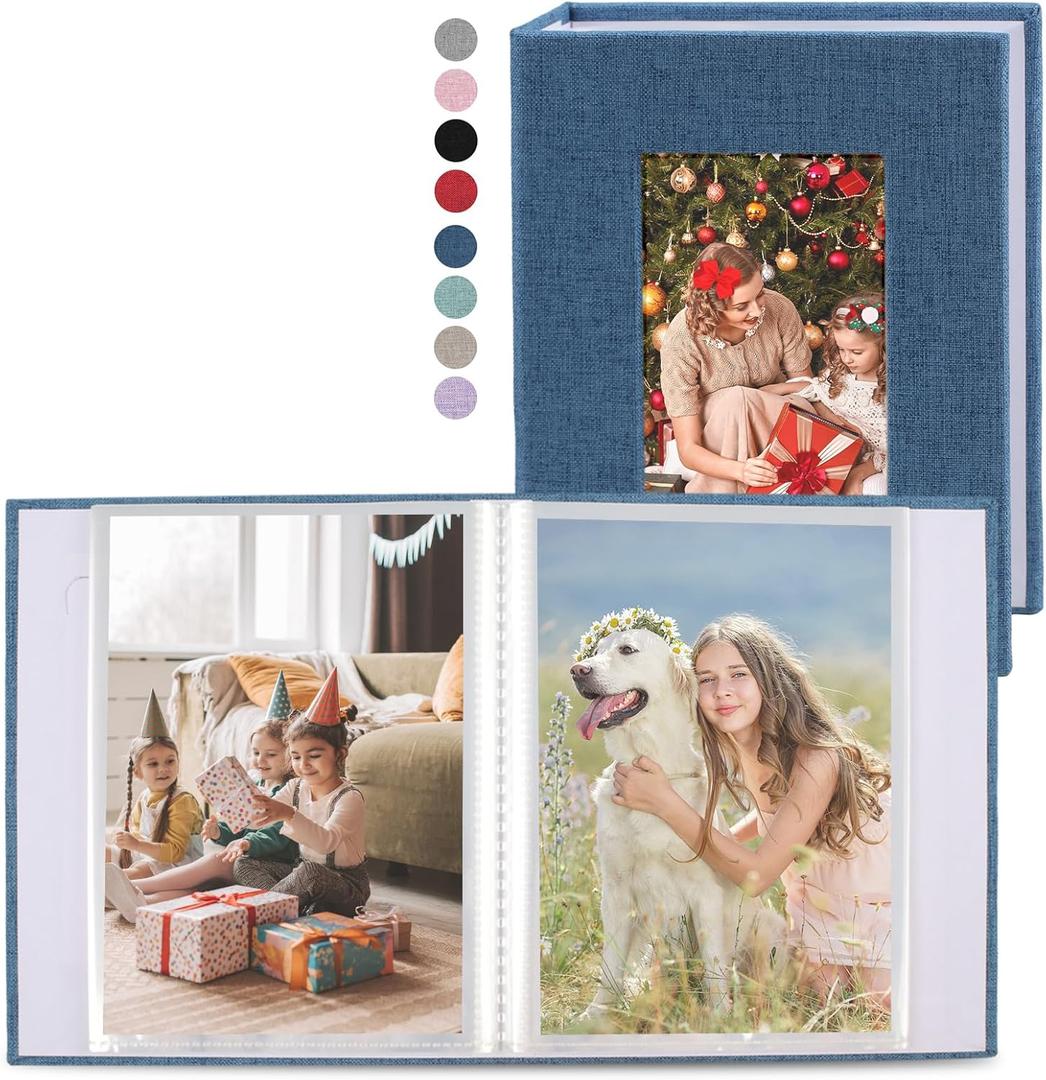 vivinin 2 Pack Photo Album 4x6, Linen Cover Photo Book, Small Photo Album Book for 36 Pockets Hold 72 Pictures, Picture Book for Photos Family Anniversaries Baby Vacations blue