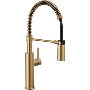 Delta Antoni Pro Style Commercial Kitchen Faucet with Pull Down Sprayer, Single Hole Brushed Gold Kitchen Sink Faucet, Single Handle, Champagne Bronze 18803-CZ-DST