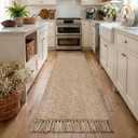 Collive Comfy Area Rug 27"x47", Tan/Cream Woven Cotton Bedroom Rugs, Modern Indoor Accent Rug Floor Carpet with Tassel for Living Room, Nursery Room, Dining Room, Bedside, Office, Patio Decor