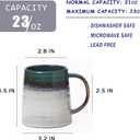 Mkour 23oz Extra Large Ceramic Coffee Mugs, Handmade Cup, Big Tea Cups with Large Handle for Office and Home, Microwave and Dishwasher Safe (Ink Green)