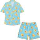 MYJAJAYI Mens Beach Shirt Shorts Set 2 Piece Casual Short Sleeve Button Down Shirts Outfits Summer size L