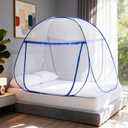 Pop-Up Mosquito Net Tent for Queen Size Bed L79 x W59 x H59 inch, 2 Entries