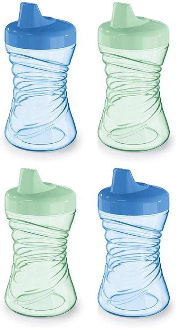NUK Fun Grips Hard Spout Sippy Cup, 10 oz. | Easy to Hold, BPA Free, Spill Proof Toddler Cup, 4pk (Blue/Green)