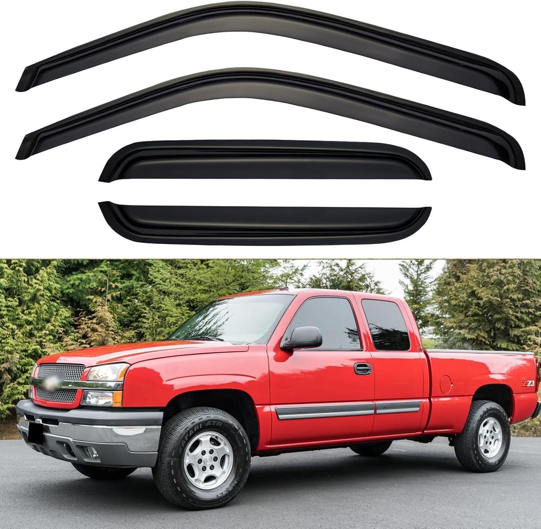 Window Rain Guards for 1999-2006 Chevy Silverado/GMC Sierra 1500/2500/3500/2500HD, Window Vent Visors Shades Wind Deflectors for 2007 Silverado/Sierra Classic Model Extended Cab