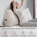 Headboard Pillow Full, Triangular Wedge Pillow Headboard Full, Cushion Headboards Reading Pillows, Backrest Pillows for Sitting in Bed or Working with Removable Cover, Beige