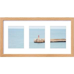 10x20 Collage Solid Oak Wood Picture Frame, Display Multiple Three 5x7 Photos or 10x20 without Mat, Rustic Collage Frame Covered by Tempered Glass Wall Mounted Horizontal or Vertical, Natural Oak (10x20 - 1P, USA-Sourced Oak Wood Natural)