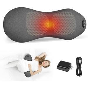 3 in 1 Smooth Spine Triple Fusion Back Massager Heated & Vibration &Traction Back Massager for Pain Relief Deep Tissue,Relaxation Lumbar Pillow for Office Home Use