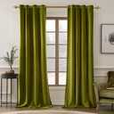 MIULEE Velvet Curtains Olive Elegant Grommet Thermal Insulated Soundproof Green Room Darkening Curtains/Drapes for Classical Living Room Bedroom Decor 52 x 96 Inch Set of 2
