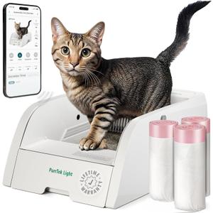 Automatic Self Cleaning Litter Box for Cats with APP Control Smart SelfCleaning Cat LitterBox, Automatic Cleaning, Odor Control, Quiet & Easy Maintenance (White- 3 bag rolls bundle)
