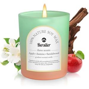 Bersiler Apple/Jasmine/Sandalwood Scented Candles, Three Different Scents in 35 Hours of Burning Time, Aromatherapy Candle, Soy Candles, Relax and Soothe The Body, Gift Must Have List, 5.3oz Set of 2