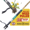 Papa's Tools Weed Puller Tool, 44" Stand Up Weeder Garden Tools & 4 Claw Steel Head, Dual Weed Eject Tech. Made With Real Bamboo & Long Wooden Handle, Yard Weeding Remover For Gardening Men & Women