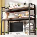 2-Tier Desktop Hutch Bookshelf Metal Desk Shelf Dorm Bookcase for Computer Desk Countertop Storage Organizer Display Rack for Office Home (Black, 37.4in)