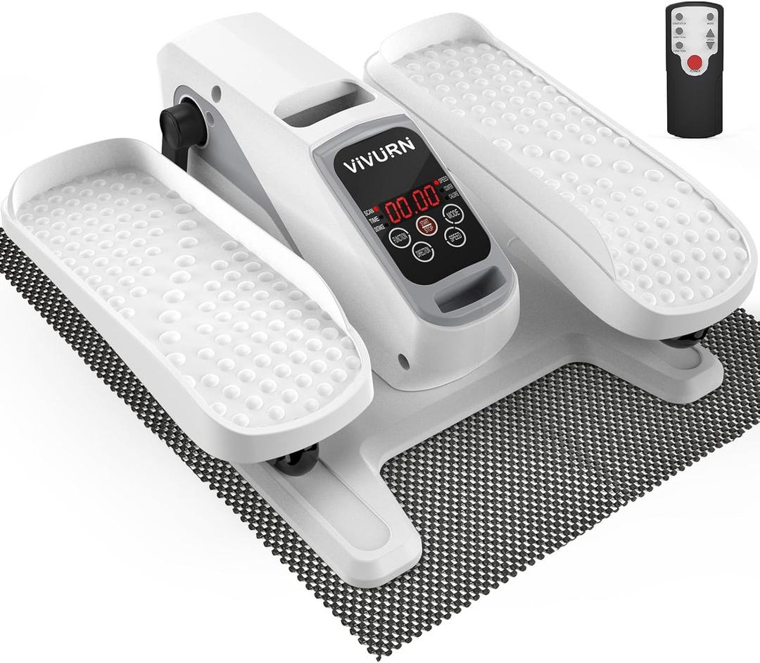 VIVURN-018 Under Desk Elliptical 12 Speed 5 Modes Mini Motorized Leg Exerciser While Sitting for Seniors As Seen on TV with Non-Slip Mat Quiet & Portable Electric Pedal Exerciser for Home and Office (White)