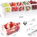 Condiment Tray with Stainless Steel 5 Spoons, 5 Forks and 1 Clip, Chilled Condiment Server, Condiment Server, Bar Garnish Holder on Ice, Bar Accessories Fruit and Salad with Removable Trays and Lid