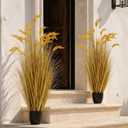 Jexine 2 Pcs Fall Artificial Rice Plants, 4 ft Tall