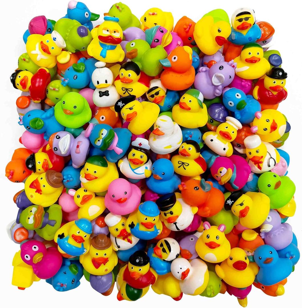 Arttyma Rubber Ducks in Bulk,Assortment Duckies for Jeep Ducking Floater Duck Bath Toys Party Favors (100-Pack)