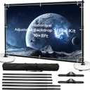 Backdrop Banner Stand 10 x 8 Ft Adjustable Height Display Heavy Duty Background Stand For Wedding Photo Parties Trade Show Birthday Party,with 2 Strengthen Crossbars,2 Water Bag