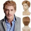 Kaneles Blonde Wigs for Men Short Layered Natural Hair Wig for Male Guy Halloween Cosplay Costume Wigs(Blonde)